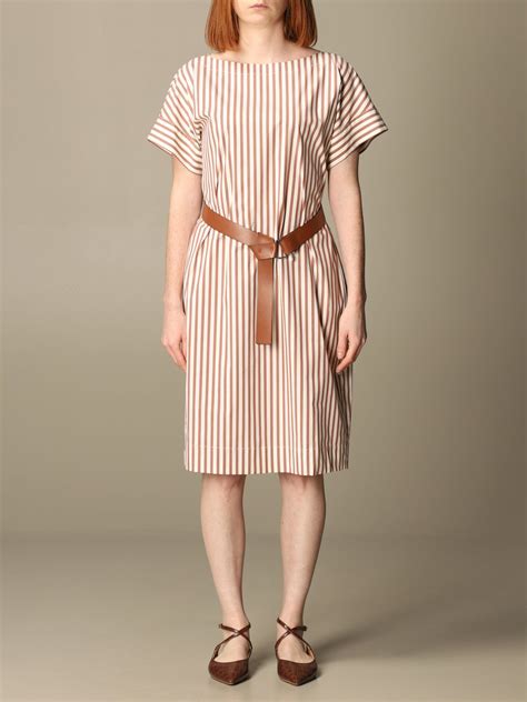 PESERICO: striped dress with belt | Dress Peserico Women Striped ...