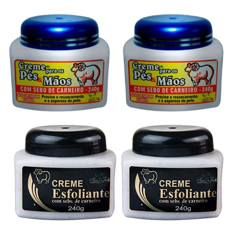 Kit Cuidado Pés e Mãos San Jully Creme Sebo de Carneiro e Esfoliante