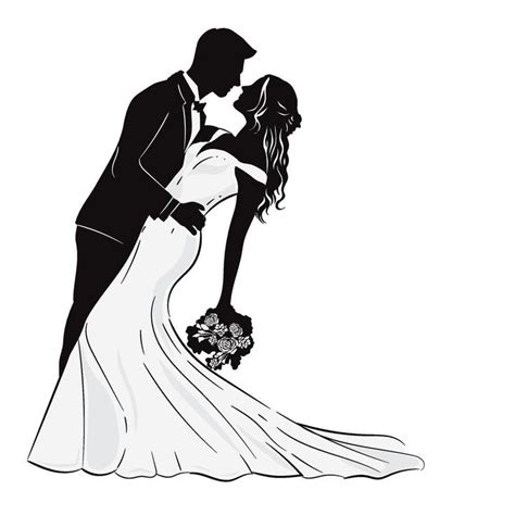 Silhouette Of Bride And Groom For Background Siluetas De Boda