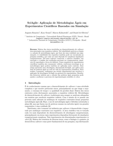 Pdf Sciagile Aplicação De Metodologias Ágeis Em Experimentos