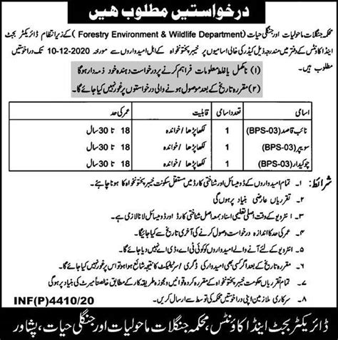 Forestry Environment And Wildlife Department Jobs 2020 Kpk