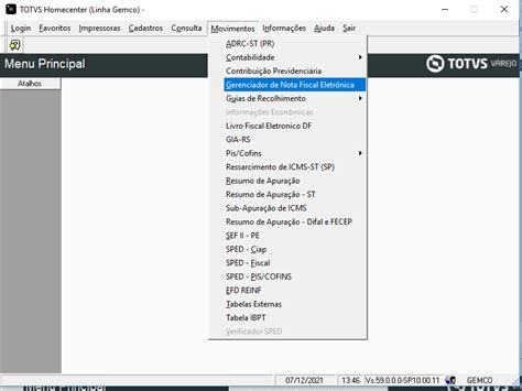 Ga Totvs Varejo Home Center Linha Gemco Fiscal Inutilizar Nota