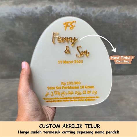 Jual GRAFIR CUTTING TELUR ABSTAK Akrilik Custom Dekorasi Mahar