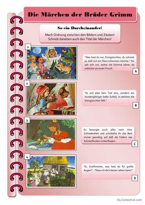 M Rchen Der Br Der Grimm Allgemeine Deutsch Daf Arbeitsbl Tter Pdf Doc