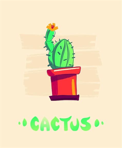 Cactus Dans Un Pot Avec Une Illustration Vectorielle D Inscription