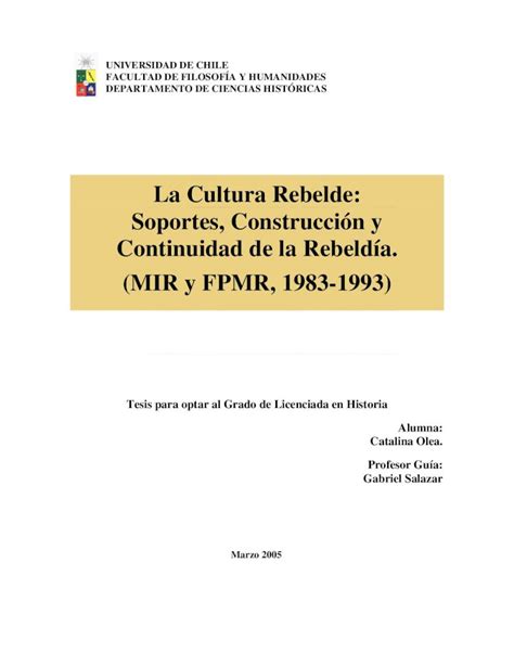 Pdf La Cultura Rebelde Soportes Construcci N Y Continuidad