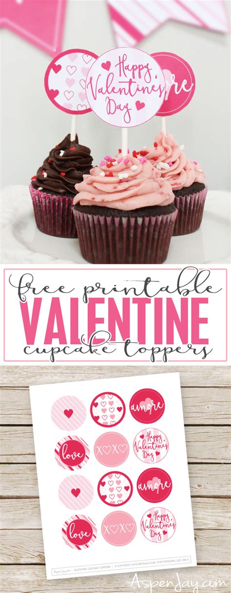 Valentine Cupcake Toppers {free Instant Download} Aspen Jay