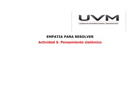 Actividad 5 Pensamiento sistémico EMPATIA PARA RESOLVER Actividad 5