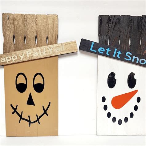 Reversible Snowman Scarecrow Etsy