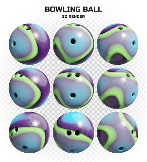 Premium Psd Collection Of 3d Render Marble Swirl Bowling Balls In