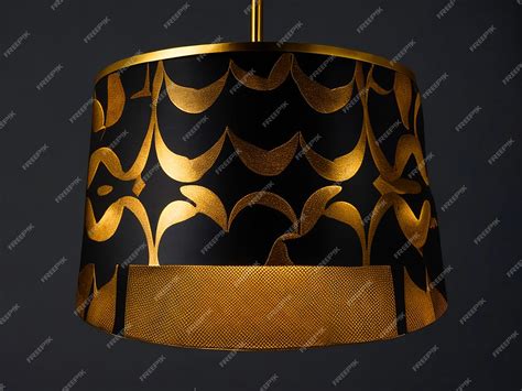 Premium Photo Black And Gold Lampshade With Black Background Image