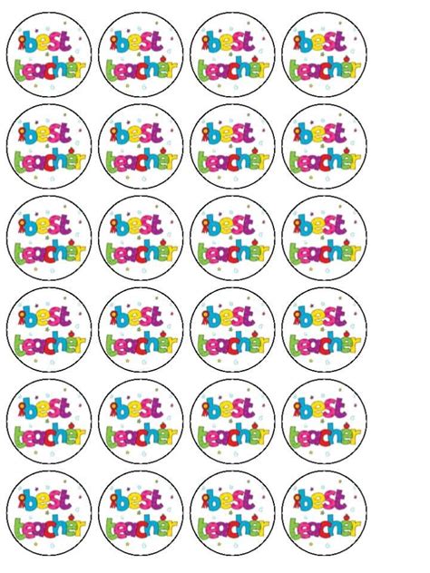 24 X Best Teacher Edible Wafer Rice Paper Cupcake Toppers