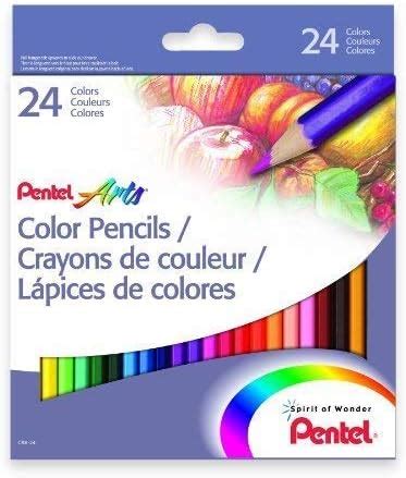 Pentel Arts Color Pencils Assorted Colors Pack Cb Size