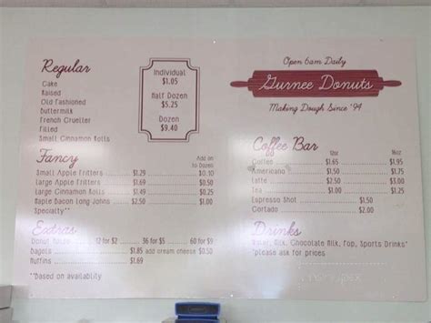 Menu Of Gurnee Donuts In Gurnee Il 60031