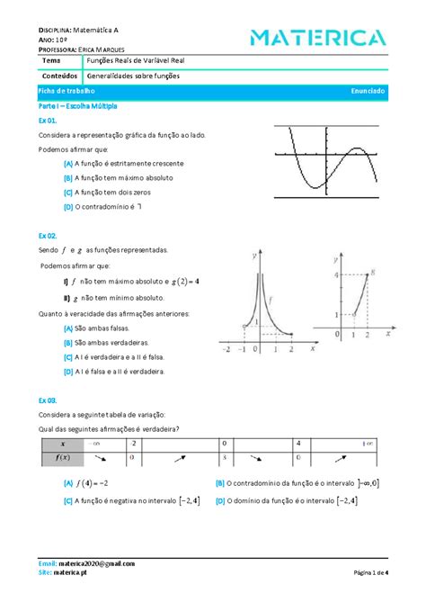 Ficha Fun Es Ano Ano Professora Erica Marques Email