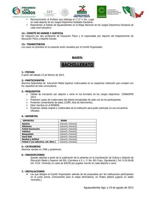 Convocatoria Juegos Deportivos Conadems Pdf