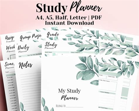 Student Planner Printable Study Planner Undated Academic Etsy