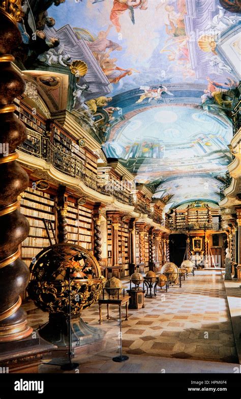 Klementinum Baroque Library Hall Prague Czech Republic Stock Photo