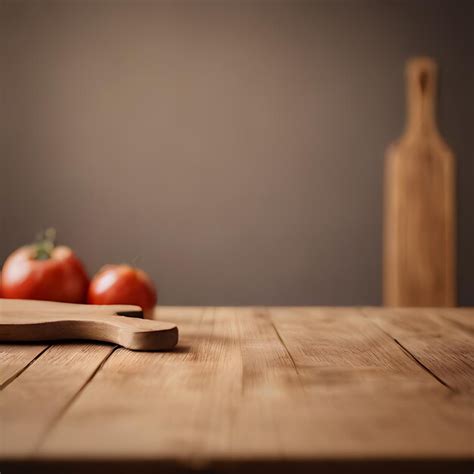 Una Mesa De Madera Con Tomates Y Un Tablero De Madera Con Un Tablar De