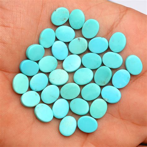 Natural Turquoise Gemstone X Mm Oval Coins Arizona Blue Etsy