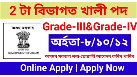 2 টা বিভাগত পুনৰ চাকৰি আহিল Assam Jobs 2024 Assam Jobs Vacancy 2024