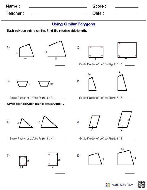 Find The Scale Factor Worksheets