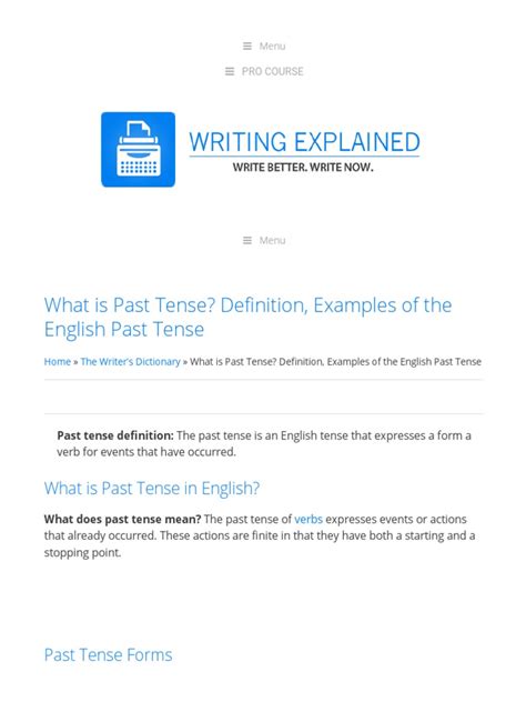 What Is Past Tense - Definition, Examples of The English Past Tense ...
