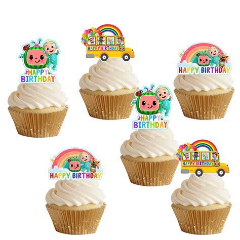 Buy Hcc 12 X Pre Cut Cocomelon Theme Edible Wafer Cupcake Toppers Cake