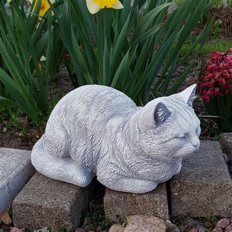 Stone Cat Lying Garden Decoration Room Decorationcat Statue Etsy