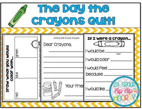 1st Grade Hip Hip Hooray!: Color Activities with The Day the Crayons Quit!