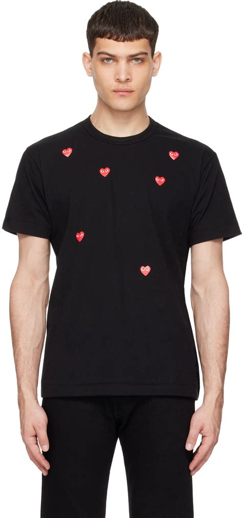 Comme Des GarÇons Play Black Many Heart T Shirt Ssense