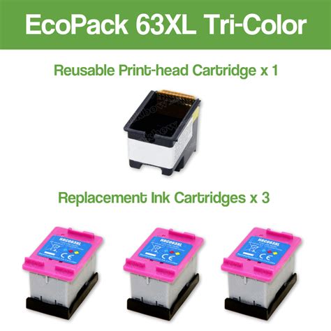 Buy Cheap Remanufactured Ecopack 63xl Tri Color High Yield Ink Cartridge For Hp Printer 3 Pack