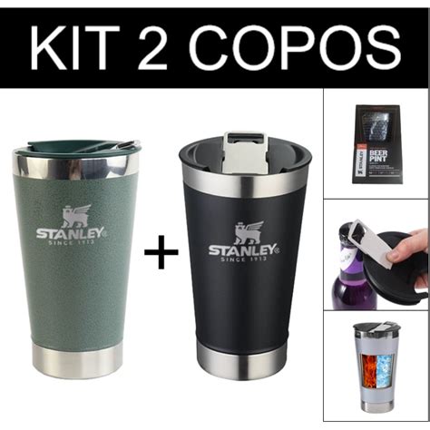 Kit 2 Copo Térmico Stanley Original Tampa e Abridor 473ml Cerveja