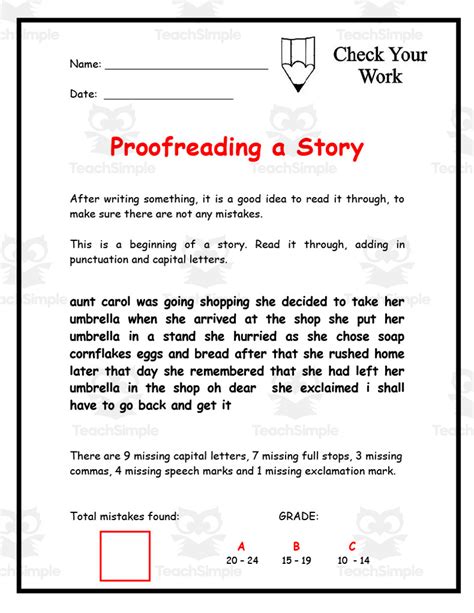 Proofreading Practice Worksheet By Teach Simple