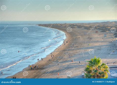 Sonniger Tag Bei Playa Del Ingles An Den Maspalomas In Kanarischen