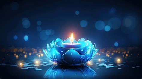 Happy Diwali Festival Of Blue Light Theme Background With Lamp Of ...