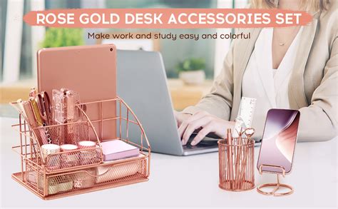 Desk Supplies Kit Rose Gold Desk Accessories Office Supplies Set Desk