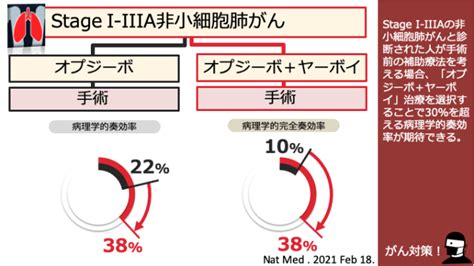 日本がん対策図鑑 【肺がん：術前治療（mpr、pcr）】「オプジーボ＋ヤーボイ」vs「オプジーボ」