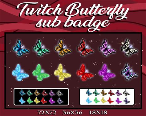 Twitch Sub Badge Butterfly 12 Badge Etsy