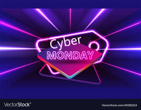 Cyber Monday Concept Banner In Fashionable Neon Vector Image