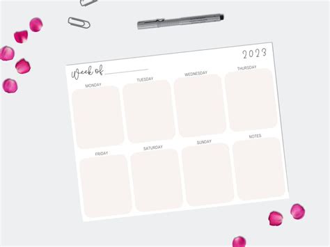 Weekly Planner Printable Landscape Minimalist Weekly Etsy