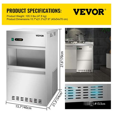 Vevor V Commercial Snowflake Ice Maker Lbs H Etl Approved Food