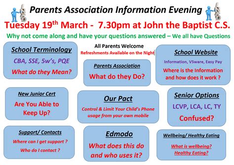 Parent Information Night John The Baptist Community School