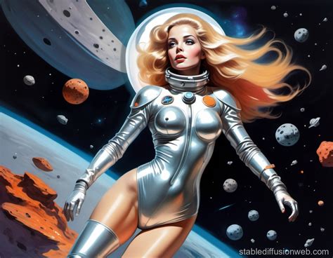 Female Astronaut In Silver Bikini Space Suit Stable Diffusion Online