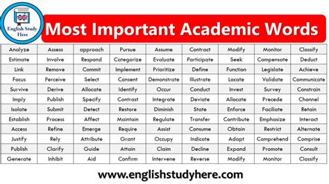 Most Important Academic Words English Study Here