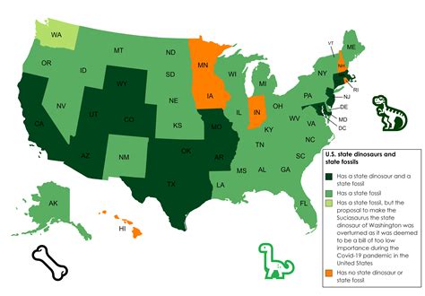 US State Dinosaurs and State Fossils : r/MapPorn