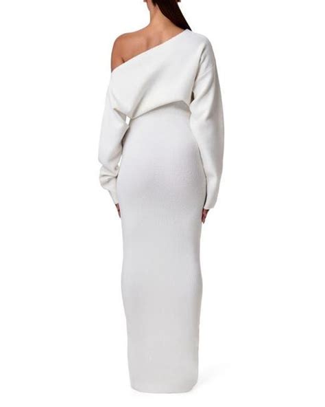 Naked Wardrobe One Shoulder Long Sleeve Maxi Sweater Dress In Gray Lyst