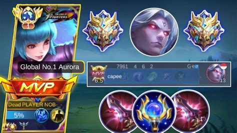 NOT EASY TOP 1 AURORA SOLO RANK IN MYTHICAL HONOR BEST BUILD AURORA