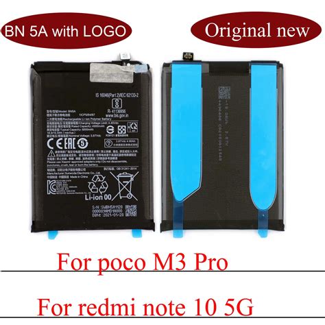 Original New BN5A Battery For Xiaomi Redmi Note 10 5G POCO M3 Pro With