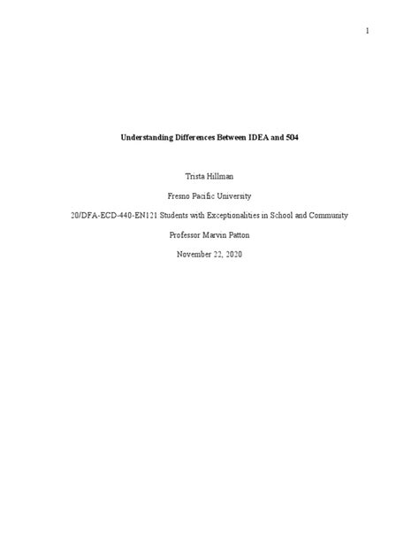 Understanding Differences Between Idea And 504 Pdf Section 504 Of